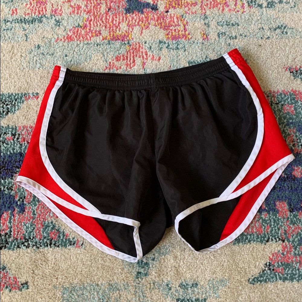 🍎 3/$30 Soffe red and black athletic cheering running shorts